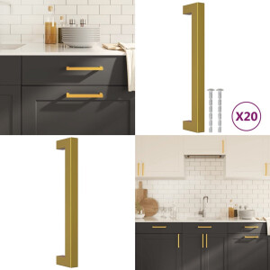 vidaXL Handvatten 20 st 160 mm roestvrij staal goudkleurig - Handvat - Handvatten - Handgreep Voor Kast - Handgreep