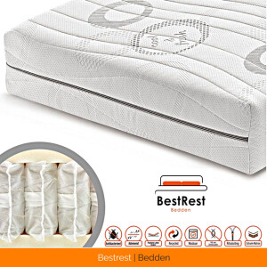 Pocketvering matras HR koudschuim Hybrid 7 zones - Koudschuim matras geveerd - circa 25cm matrasdikte - 70x210cm