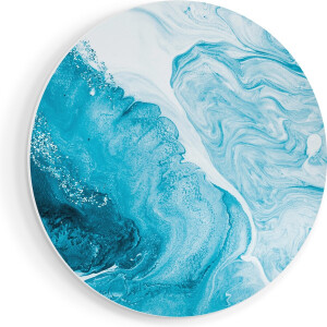 Artaza Forex Muurcirkel Abstracte Kunst van een Oceaan - 90x90 cm - Groot - Wandcirkel - Rond Schilderij - Muurdecoratie Cirkel