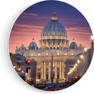 Artaza Forex Muurcirkel Sint Pietersbasiliek in Rome, Italië - 70x70 cm - Wandcirkel - Rond Schilderij - Wanddecoratie Cirkel - Muurdecoratie