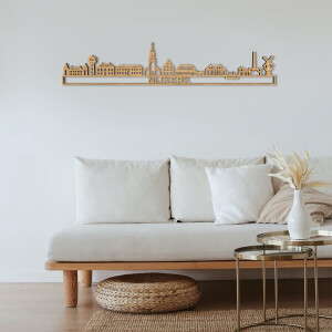 Skyline Nijkerk Eikenhout 130 Cm Wanddecoratie Voor Aan De Muur Met Tekst City Shapes