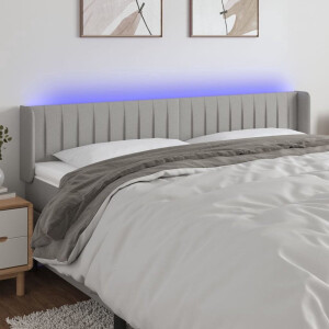 vidaXL Led Hoofdbord - Hoofdboard - Hoofdbord LED 203x16x78/88 cm stof lichtgrijs - Hoofdbord Grijs - Comfortabel Hoofdbord - Elektrisch Hoofdbord