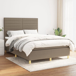 vidaXL Boxspring met matras stof taupe 140x190 cm - Boxspring - Boxsprings - Bed - Slaapmeubel