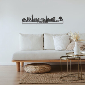 Skyline Lelystad Zwart Mdf 130 Cm Wanddecoratie Voor Aan De Muur Met Tekst City Shapes