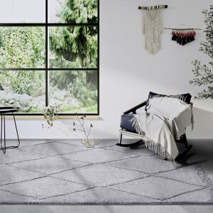 Flycarpets Gallery Perrotin - Scandinavisch Vloerkleed Grijs - 160x235 cm - Hoogpolig Tapijt