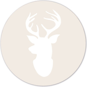 Label2X - Muurcirkel - Kerst Rendier Beige - Ø 12 cm / Forex - Beige - Wandcirkel - Rond Schilderij - Kerst - Kerstversiering - Kerst Decoratie - Muurdecoratie Cirkel - Wandecoratie rond - Decoratie voor woonkamer of slaapkamer