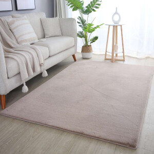 Flycarpets Teresa Hoogpolig Fluffy Vloerkleed - Beige - 80x150 cm