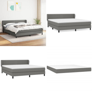 vidaXL Boxspring met matras stof donkergrijs 160x200 cm - Boxspring - Boxsprings - Bed - Slaapmeubel