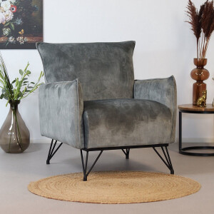 Bronx71® Velvet fauteuil Mika grijs