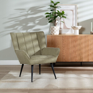 Bronx71® Fauteuil City linnen olijfgroen