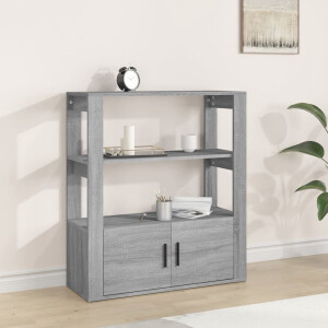 The Living Store Boekenkast - Grijs Sonoma Eiken - 80 x 30 x 90 cm - Praktisch en Elegant