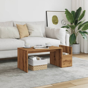 vidaXL Salontafel - 90x45x35 cm - Bewerkt hout - Artisan eiken Salontafel - Salontafels - Bijzettafel - Woonkamertafel