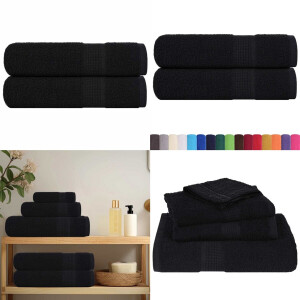 vidaXL Douchehanddoeken 2 st 70x140 cm 360 g/m² 100% katoen zwart - Handdoek - Handdoeken - Badhanddoek - Badlaken