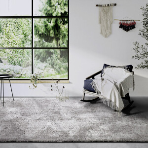 Flycarpets Hoogpolig vloerkleed - Olaf - Shaggy - Lichtgrijs / Zilver 200x290 cm