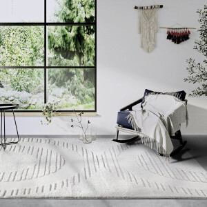 Flycarpets Gallery Bartoux Japandi Vloerkleed Crème - 200x280 cm - Hoogpolig Tapijt