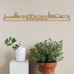 Skyline Stockholm Eikenhout 90 Cm Wanddecoratie Voor Aan De Muur Met Tekst City Shapes