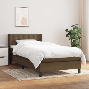 vidaXL Boxspring - Boxsprings - Bed - Slaapmeubel - Boxspring met matras stof donkerbruin 90x190 cm