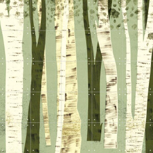IXXI Forest Mint, Lotte Dirks - 100 x 100 cm - Gratis ophangtool - Grote wanddecoratie en posters - Grafisch Ontwerp, Illustraties, Minimalistisch