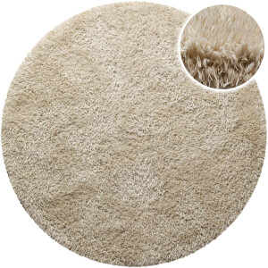 Homie Living - Matteo - Hoogpolig vloerkleed - 200 cm rond - zand -