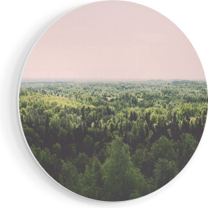 Artaza Forex Muurcirkel Eindeloze Bos Met Groene Bomen - 40x40 cm - Klein - Wandcirkel - Rond Schilderij - Wanddecoratie Cirkel
