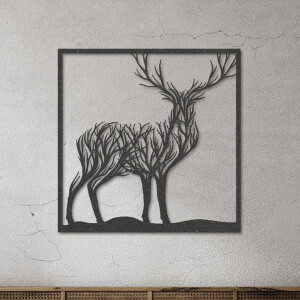 Wanddecoratie dieren | Hert van takken - M (40x40cm)