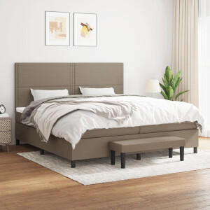vidaXL Boxspring met matras - Stof - Taupe - 200x200 cm Boxspringbed - Slaapcomfort - Boxspring - Tweepersoonsbed - Pocketed Veren Matras