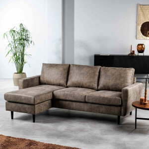 Bank 3-Zits Taupe - Stof - 204x133x82cm - Bank Tiverton Savannah - Giga Meubel