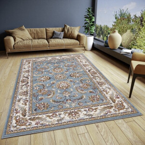 Flycarpets Klassiek Mint (lichtblauw) / Creme Vloerkleed Reni - 120x170 cm - Oosters motief - Perzisch Tapijt Laagpolig - Woonkamer