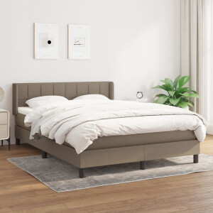 vidaXL Boxspring met matras stof taupe 140x190 cm - Boxspring - Boxsprings - Bed - Slaapmeubel