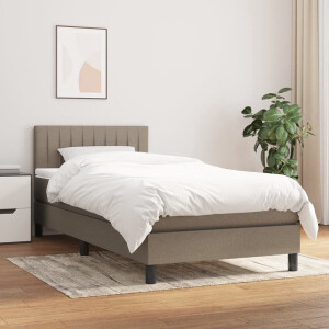 vidaXL Multiplex - Boxspringbed - Boxspring met matras stof taupe 90x190 cm - Pocketed Spring Mattress - Medium Firm - Taupe