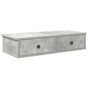 vidaXL Wandplank - Wandplanken - Wandplank Met Kast - Wandopbergkast - Wandschap met lades 80x31x17 cm bewerkt hout betongrijs