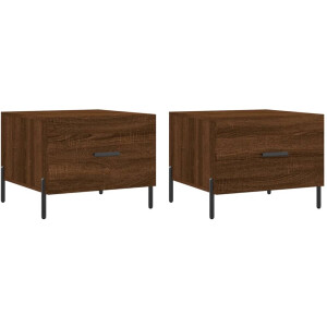 vidaXL Houten Salontafel - Salontafel - Salontafels 2 st 50x50x40 cm bewerkt hout bruin eikenkleur - Bruine Salontafel - Kleine Salontafel - Bijzettafels