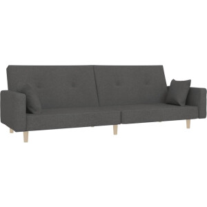 vidaXL Donkergrijze 2-zits Slaapbank met Kussens Slaapbank - 2 Persoons Bed - Donker Grijs - Lounge Meubilair - Sofa Bed
