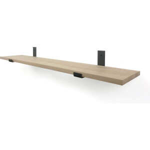 Eiken wandplank 60 x 20 cm 18mm inclusief industriele plankdragers - Plankjes aan muur - Wandplank industrieel - Fotoplank