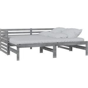 vidaXL - Bedbank - uitschuifbaar - massief - grenenhout - grijs - 2x(90x200) - cm