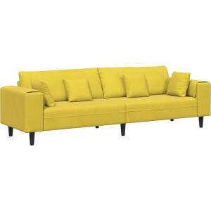vidaXL - Velvet - Sofa - met - kussen - Geel - 210 - cm - Fluweel