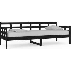 vidaXL - Slaapbank - massief - grenenhout - zwart - 80x200 - cm