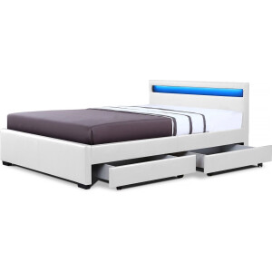 Bed met 4 lades LED "Nico" - 160 × 200 cm - Wit