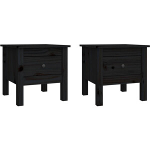 vidaXL - Bijzettafels - 2 - st - 40x40x39 - cm - massief - grenenhout - zwart