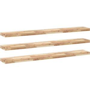 vidaXL - Wandschappen - 3 - st - zwevend - 140x20x4 - cm - onbehandeld - acaciahout