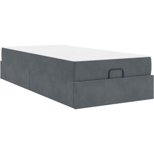 vidaXL - Bedframe - met - matras - met - opslag - Donkergrijs - 80 - x - 200 - cm - Fluweel