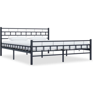 vidaXL - Bedframe - staal - zwart - 160x200 - cm