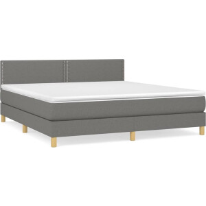 vidaXL - Boxspring - met - matras - stof - donkergrijs - 160x200 - cm