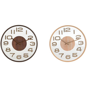 Muurklok Home ESPRIT Bruin Natuurlijk PVC Hout 30 x 4,7 x 30 cm (2 Stuks)