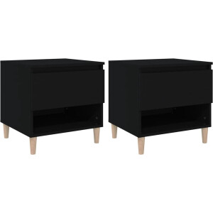 vidaXL Nachtkastjes - Zwart - 50x46x50 cm - 2 stuks Nachtkastjes - Slaapkamermeubel - Houten Nachtkastjes - Zwarte Nachtkastjes - Badkamerkast