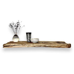 Zwevende rustiek eiken spoorweg wandplank 120 x 20 cm - Wandplank zwevend - Wandplank hout - Boomstam - Boomstam plank - Wandplanken zwevend - Wand plank