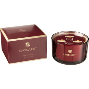 J-Line geurkaars Excellent - Rose Champagne - glas - rood - large - 40U