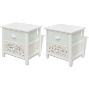 vidaXL Nachtkastjes Franse Stijl - Set van 2 Nachtkastjes - Commode - Frans Landelijk - Wit - Paulownia Hout