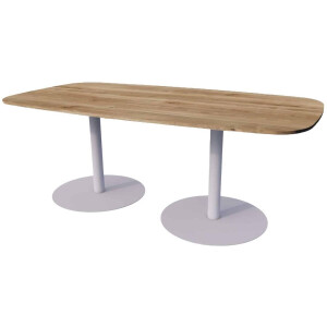 Linesto Vergadertafels Deens Ovaal 240cm breed 120 cm diep Framekleur Wit Bladkleur Wit