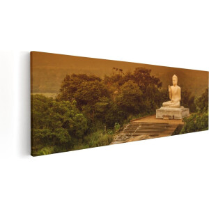 Artaza Canvas Schilderij Boeddha Beeld Bij Een Tempel In Het Bos - 60x20 - Foto Op Canvas - Canvas Print